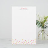 Faux Gold en roze Confetti Stippen Briefpapier (Staand voorkant)