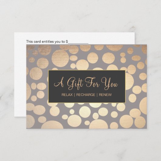 Faux Gold en Taupe Spa en Salon Gift Certificate (Voorkant / Achterkant)