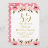 Faux Gold et Rose Invitation de fête de 85e annive (Devant / Derrière)