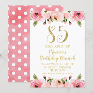 Faux Gold et Rose Invitation de fête de 85e annive