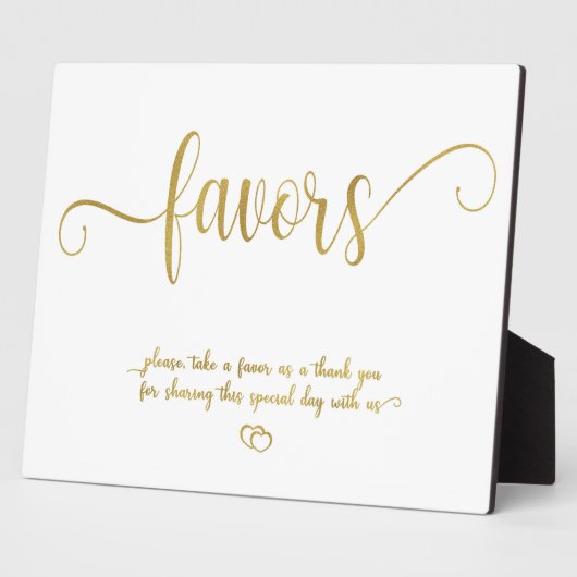 Faux Gold Favors Wedding sign Tabletop Plaque (Côté)
