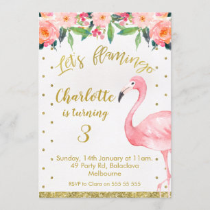 Faux Gold Flamingle Anniversaire Invitation