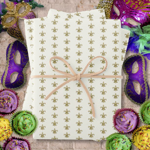Faux Gold FleurDeLis op Ivoorkust Inpakpapier Vel
