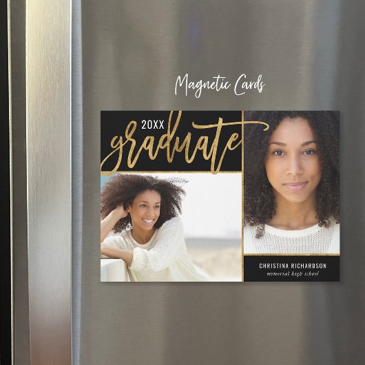 Faux Gold Foil 2 Faire-part de graduation photo