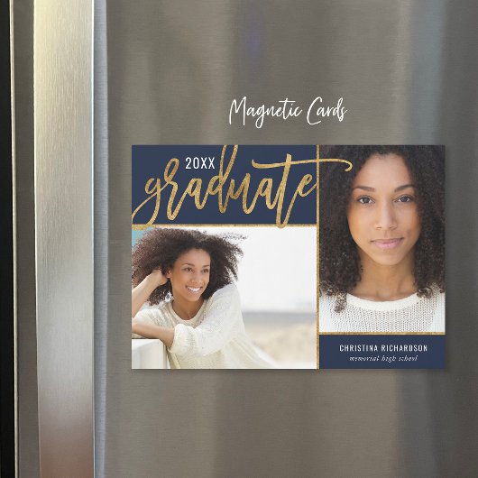 Faux Gold Foil 2 Faire-part de graduation photo