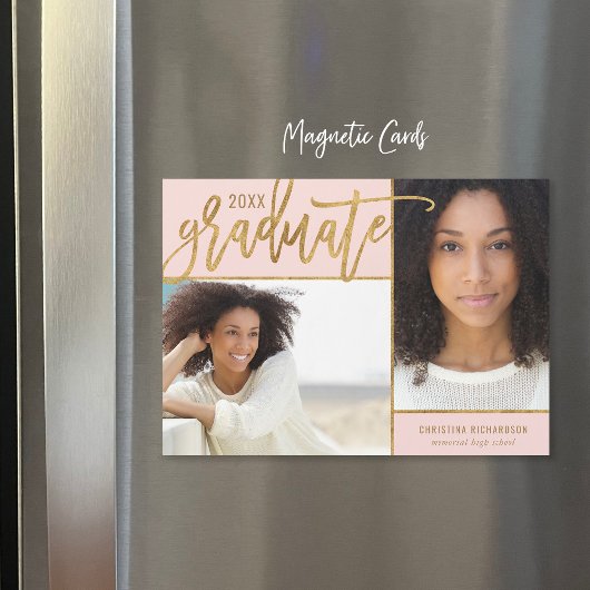 Faux Gold Foil 2 Faire-part de graduation photo