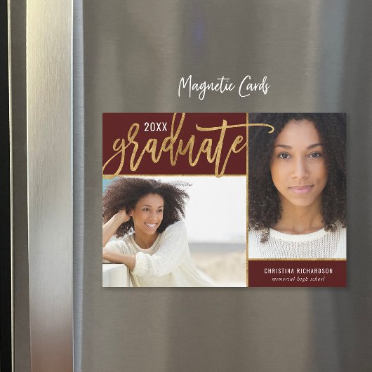 Faux Gold Foil 2 Faire-part de graduation photo