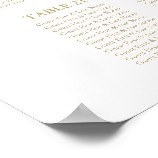 Faux Gold Foil 30 Tables Mariage Tableau de sièges (Coin)