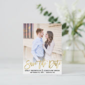 Faux Gold Foil Afbeelding Save the Date Briefkaart (Staand voorkant)