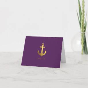 Faux Gold Foil Anchor Personalized Notitiekaartje
