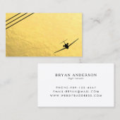 Faux Gold Foil Black Jet Aviation Carte de visite (Devant / Derrière)