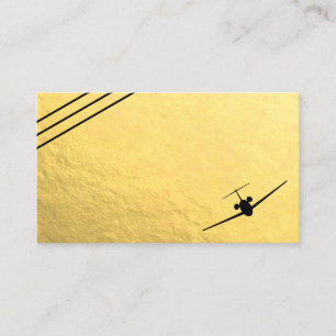 Faux Gold Foil Black Jet Aviation Carte de visite