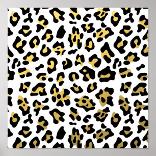 Faux Gold Foil Black leopard Print Patroon
