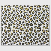 Faux Gold Foil Black leopard Print Patroon Cadeaupapier (Vlak)