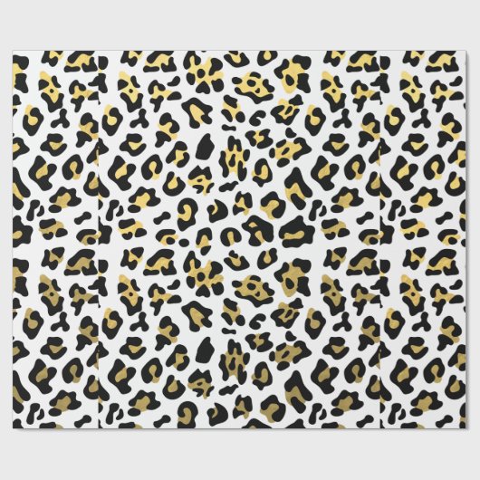 Faux Gold Foil Black leopard Print Patroon Cadeaupapier (Vlak)