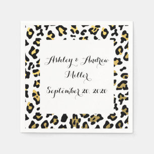 Faux Gold Foil Black leopard Print Patroon Servet