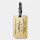*~* Faux Gold Foil + Black Monogram Diamond Bling Bagagelabel (Achterkant verticaal)