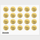 Faux GOLD FOIL Black Script Calligraphy LOVE Ronde Sticker (Vel)