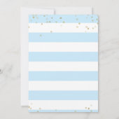 Faux Gold Foil, Blue Stripes Baby shower Boy Kaart (Achterkant)