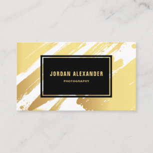 Faux Gold Foil Brushstrokes Modern Visitekaartje