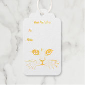 Faux Gold Foil Cat Face with Whiskers Cadeaulabels (Voorkant)