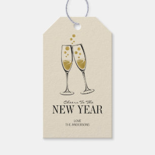 Faux Gold Foil Cheers Nieuwjaarscadeau-Label Cadeaulabel