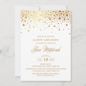 Faux Gold Foil Confetti Bar Mitzvah Invitation (Devant)