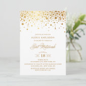 Faux Gold Foil Confetti Bat Mitzvah Uitnodiging (Staand voorkant)