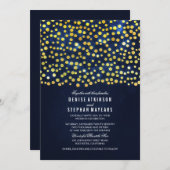 Faux Gold Foil Confetti Blue Faire-part de mariage (Devant / Derrière)