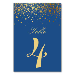 Faux Gold Foil Confetti Blue Table Numbers Bard Kaart