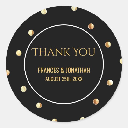 Faux Gold Foil Confetti | Bruiloft Dank je wel gun Ronde Sticker (Voorkant)