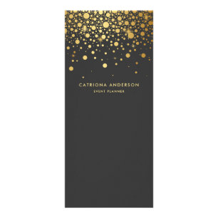 Faux Gold Foil Confetti Business Rack Kaart   Grij
