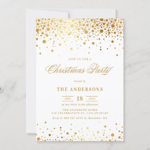 Faux Gold Foil Confetti Christmas Party Invitation