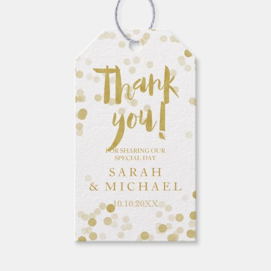 Faux Gold Foil Confetti Dank u Cadeaulabel (Voorkant)