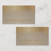 Faux Gold Foil Confetti Dots Carte de visite moder (Devant / Derrière)