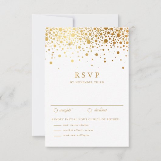 Faux Gold Foil Confetti Dots Mariage Carte RSVP (Devant)
