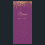 Faux Gold Foil Confetti Dots Purple Menu<br><div class="desc">Elégante carte de menu avec des points d'or faux feuille sur arrière - plan violet. Il s'agit d'une partie d'une suite mariage. D'autres couleurs et objets correspondants sont disponibles. Veuillez noter qu'il n'y aura pas de feuille réelle sur le produit final.</div>