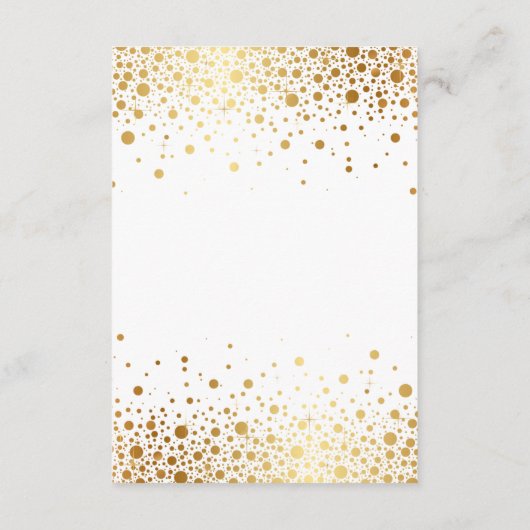Faux Gold Foil Confetti Elegant Accommodatie Auto Informatiekaartje (Achterkant)