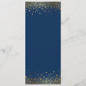 Faux Gold Foil Confetti Elegant Blue Menu Kaart (Achterkant)