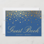 Faux Gold Foil Confetti Elegant Guest Book Sign Kaart (Voorkant)