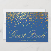 Faux Gold Foil Confetti Elegant Guest Book Sign