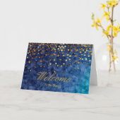 Faux Gold Foil Confetti Elegant Sparkles Welkom Kaart (Gele Bloem)