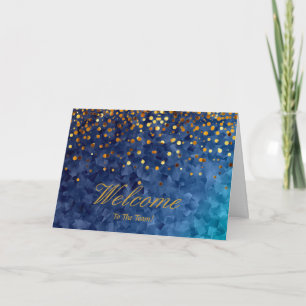 Faux Gold Foil Confetti Elegant Sparkles Welkom Kaart
