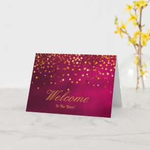Faux Gold Foil Confetti Elegant Sparkles Welkom Kaart