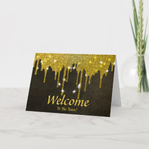 Faux Gold Foil Confetti Elegant Sparkles Welkom Kaart
