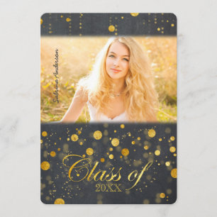 Faux Gold Foil Confetti Foto Afstuderen Kaart