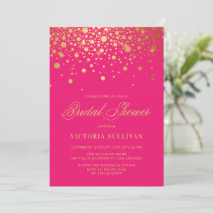 Faux Gold Foil Confetti Hot Roze Vrijgezellenfeest Kaart