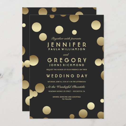 Faux Gold Foil Confetti huwelijksuitnodigingen Kaart (Voorkant / Achterkant)