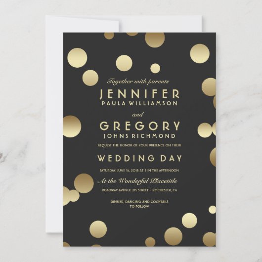 Faux Gold Foil Confetti Invitations de mariage (Devant)