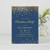 Faux Gold Foil Confetti kerst | Blauw Kaart (Staand voorkant)